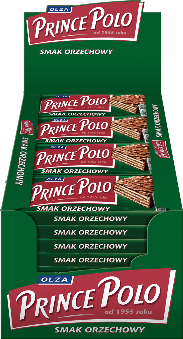 Prince Polo Orzechowe kruchy wafelek 35 g karton 32 sztuki